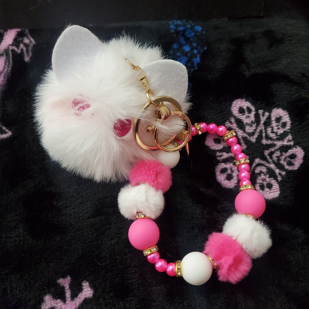 Handmade Beaded Hello Kitty Purse Charm